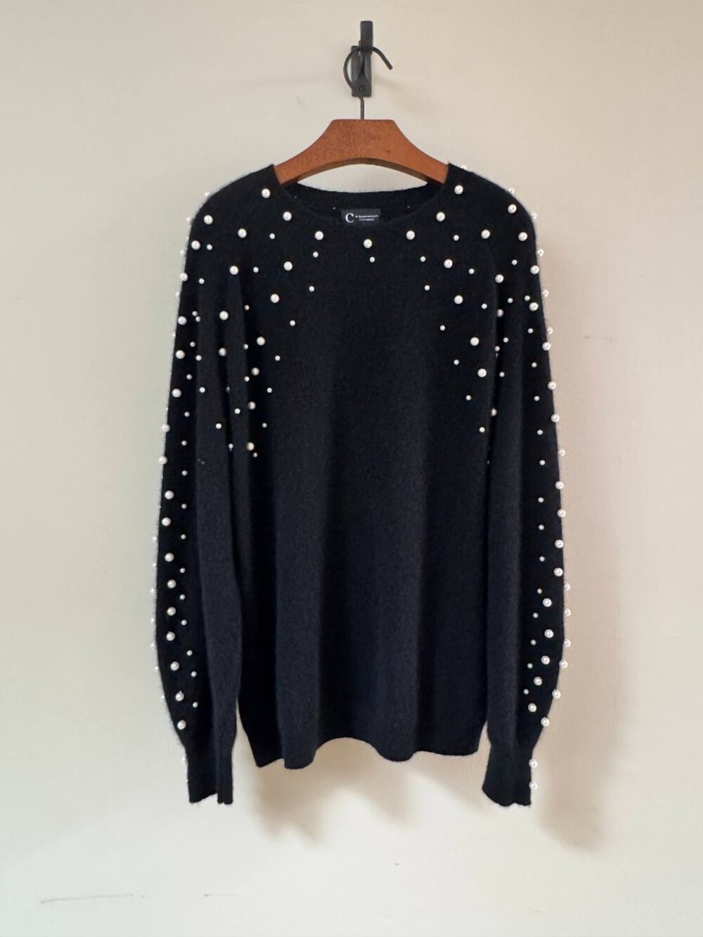 C by Bloomingdale’s 100% Cashmere Faux Pearl Sweater